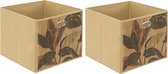 5Five Opbergmand/kastmand - 2x - 29 liter - beige - bamboe - 31 x 31 x 31 cm - Vakkenkast manden