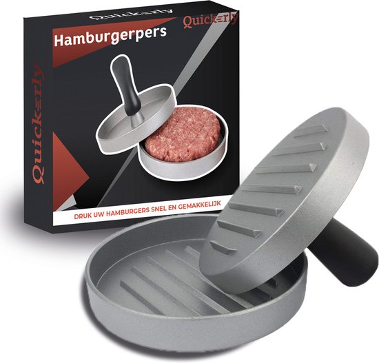 Quickerly Hamburgerpers - Hamburger Vormer - Burger Pers - Hamburger Maker - Pers voor hamburgers - Barbecue - Zilver - Quickerly