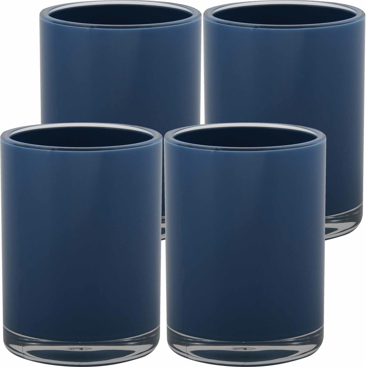 MSV Drinkbeker/limonadebeker - 4x - PS kunststof - donkerblauw - 440 ml - camping bekers - luxe
