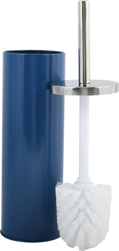 MSV Toiletborstel in houder/beker/zeeppompje badkamer set Moods - metaal/kunststof - donkerblauw