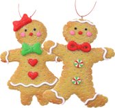 Kersthangers/ornamenten - 2x st-gingerbread peperkoeken - kunststof - 11 cm