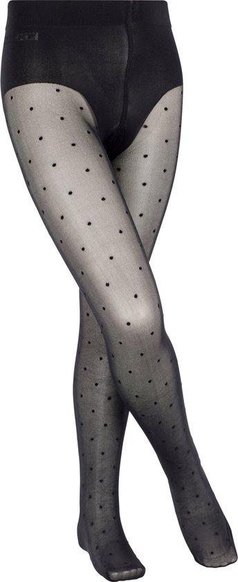 FALKE Romantic Dot mat met patroon transparant laag Denier kinderpanty maillot meisjes jongens zwart - Maat 110-116