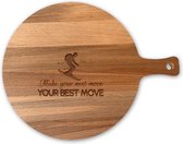 Serveerplank Rond Skiën Make Your Next Move Your Best Move - Alle sporten - Hapjesplank - Borrelplank hout - Kaasplank - Verjaardag - Jubilea - Housewarming - Cadeau voor vrouw - Cadeau voor man - Keuken - 36x19cm - Hapjesplank - Borrelplank hout -