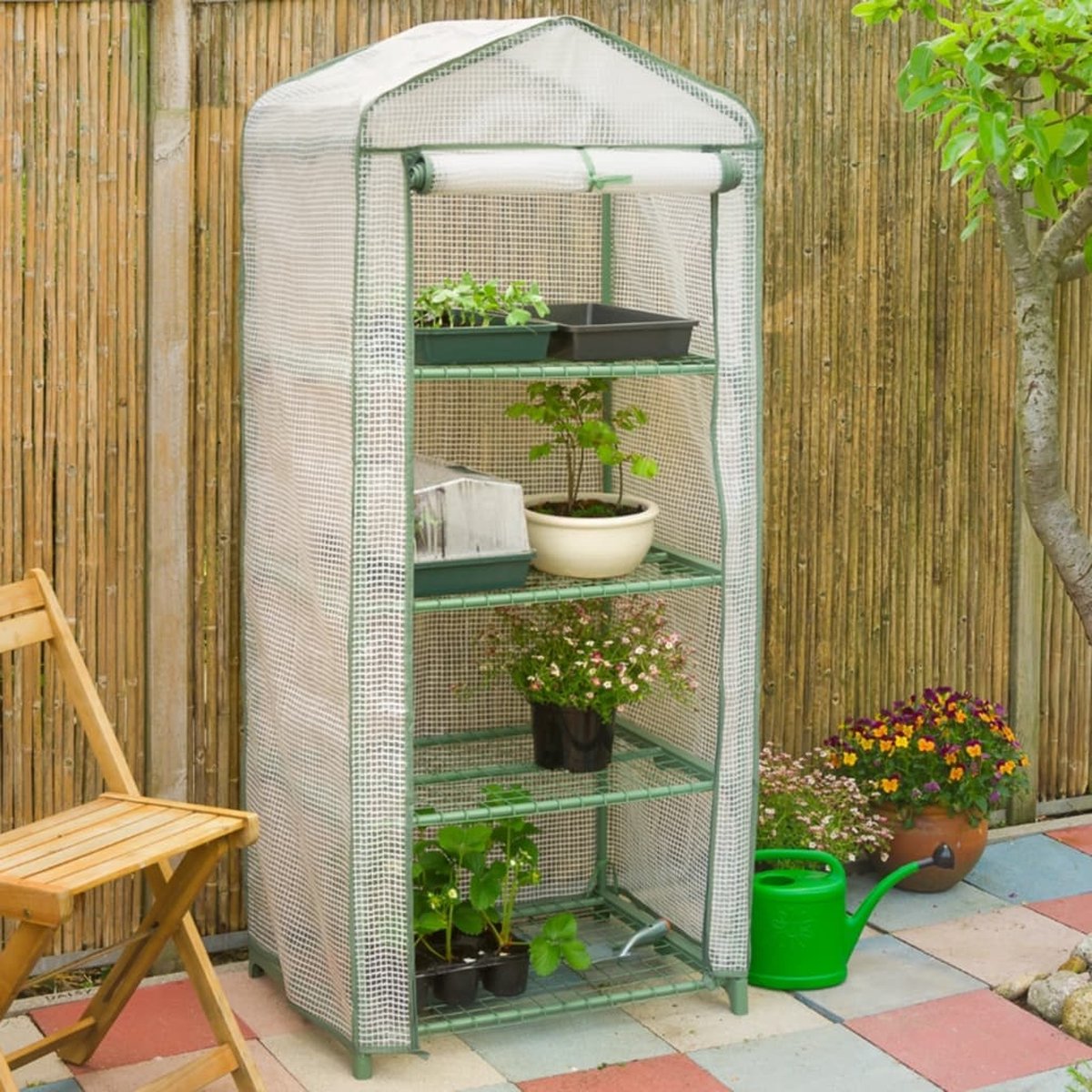 Talen Tools Nature Greenhouse - H160 x 69 x 49cm - with 4 shelves