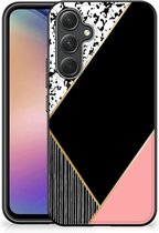 TPU Silicone Hoesje Geschikt voor Samsung Galaxy A54 Telefoonhoesje met Zwarte rand Black Pink Shapes