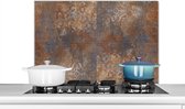 Spatscherm keuken 90x60 cm - Kookplaat achterwand Vintage - Roest print - Tegels - Grijs - Muurbeschermer - Spatwand fornuis - Hoogwaardig aluminium - Keuken decoratie aanrecht