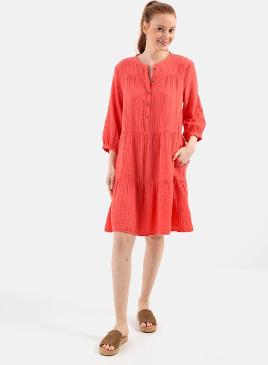 camel active Mousseline Gestaffelde jurk met knoopsluiting - Maat womenswear-XL - Coral