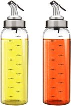 Olijfolie Dispenser fles, glazen oliefles zonder druppel, olie Container voor plantaardige olijfolie, olie Dispenser gemaakt van glas met een hoog borosilicaatgehalte, 2 x 500 ml