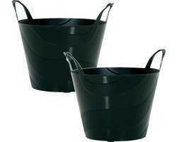 Prosperplast Flexibele Emmer - 3x - 30 liter - zwart - wasmand - kuip - flexibel - met handvaten