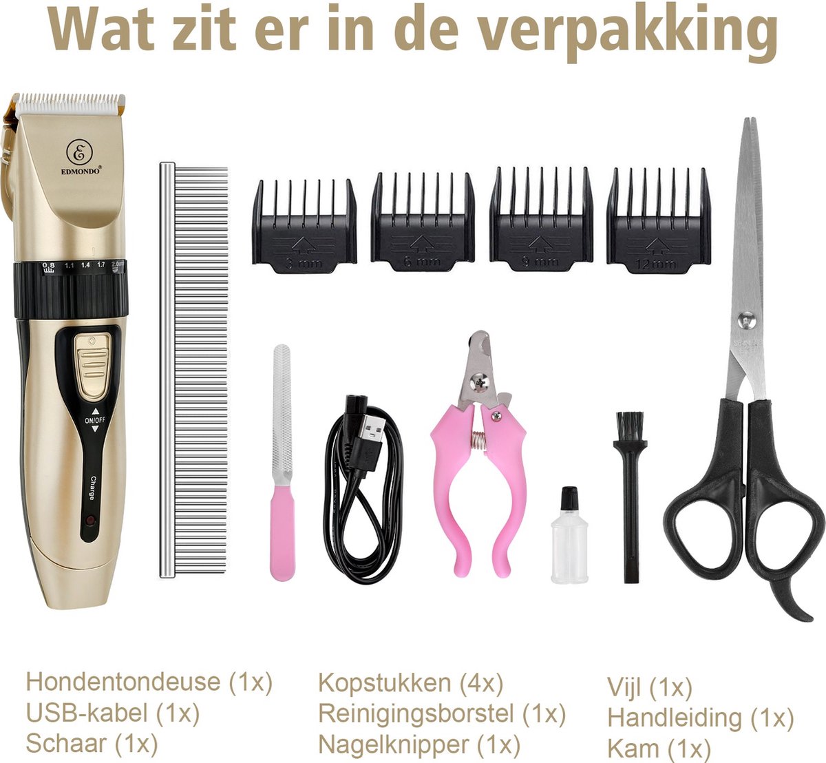 EDMONDO Professionele Dierentondeuse Scheerapparaat Honden en Katten