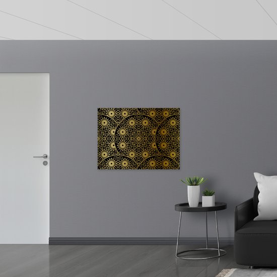 Poster Glanzend – Borden met Gouden Geometrische Print - 100x75 cm Foto op Posterpapier met Glanzende Afwerking