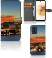 Wallet Book Case Motorola Moto G73 Telefoon Hoesje Olifanten