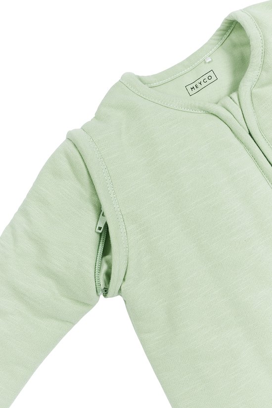 Meyco Baby Slaapzak Winter Slub - afritsbare mouwen - soft green - 90cm - winterslaapzak van Meyco — afbeelding 4
