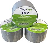 Megatape UT7 PVC tape 50mm x 33mtr. Grijs. + Kortpack pen (021.0733)