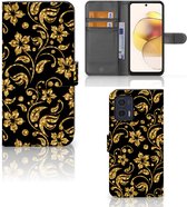Telefoonhoesje Motorola Moto G73 Bookcase Cadeau voor Oma Gouden Bloemen
