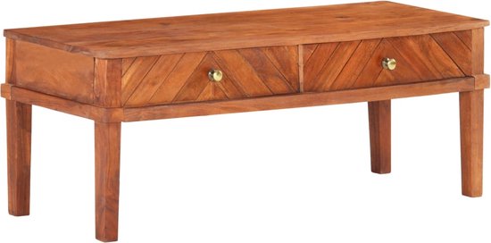 The Living Store Meuble TV Bois d'Acacia Massief - 110 x 40 x 41 cm - Finition Marron