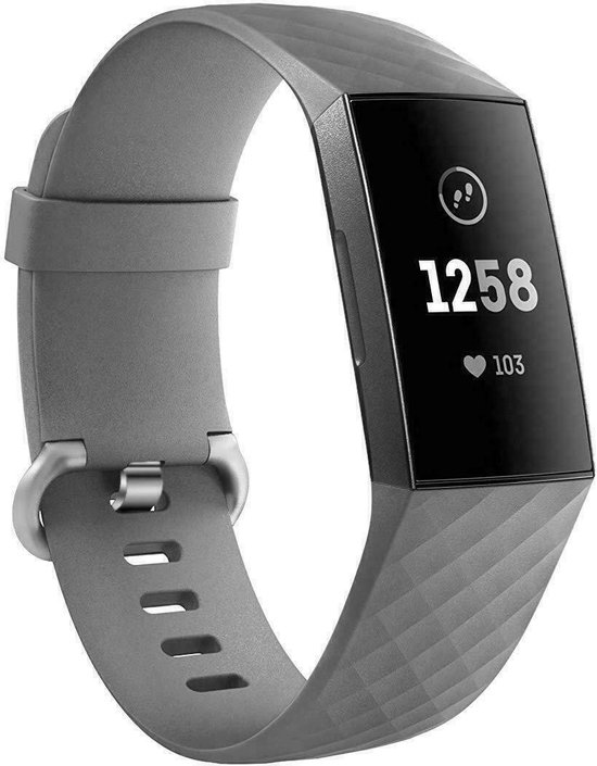 Strap-it Siliconen bandje - geschikt voor Fitbit Charge 3 / Fitbit Charge 4 - grijs - Maat: Maat S