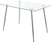 Bol.com Glazen tafel Hyrynsalmi 75x110x70 cm chroom en transparant aanbieding