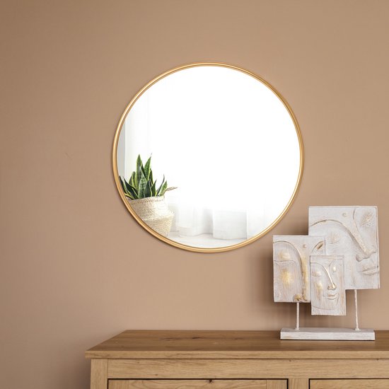 HOMCOM Spiegel Gold für Wanddekoration, Metall Wanddekoration mit 4 runden Spiegeln, Wohnzimmerdeko, Wandspiegel, Flurspiegel, Geschenk für Wohnzimmer, Schlafzimmer