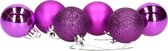 Gerim Kerstballen - 6 stuks - paars - kunststof - mat/glans/glitter - D4 cm