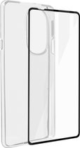 Case Geschikt voor Motorola Edge 30 Pro siliconengel en gehard glas 9H Transp.