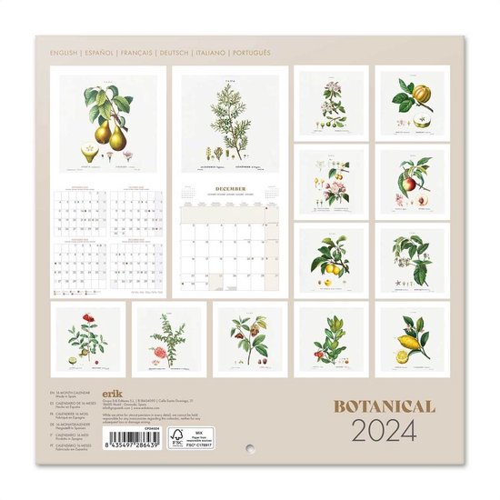 Calendrier mural Calendrier botanique - Vintage Botanicals 2024