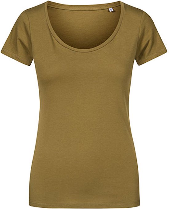 Women's T-shirt met ruime ronde hals Olive - XL