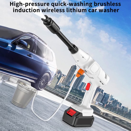 Nettoyeur haute pression sans fil pour voiture, machine de lavage portable  avec pistolet à eau