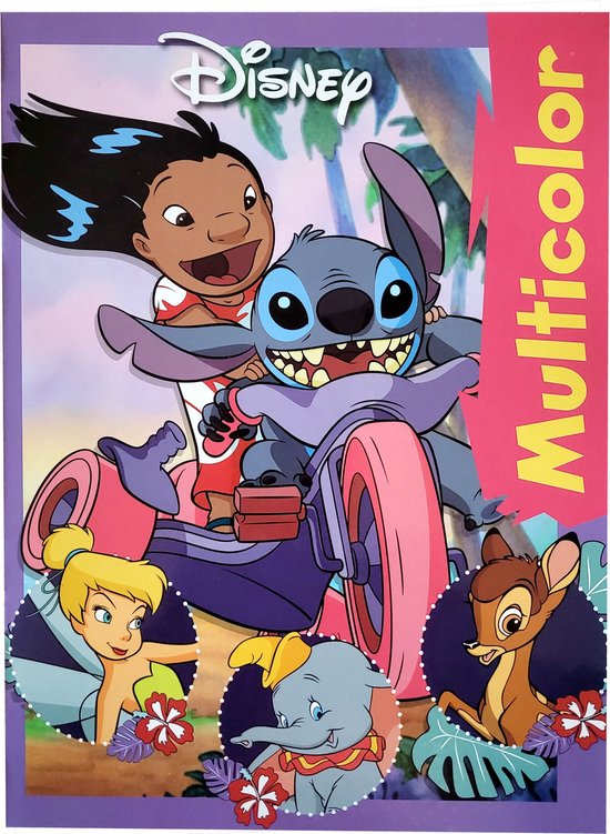 Disney - Multicolor kleurboek - 32 pagina's waarvan 17 kleurplaten en 17 voorbeelden - Lilo en stitch - Tinkerbell - Bambi - knutselen - kleuren - cadeau - kado - verjaardag