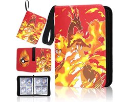 Pokemon buxibo verzamelmap geschikt voor speel verzamelalbum met rits 4 pocket map binder houder opbergmap voor 400 fire