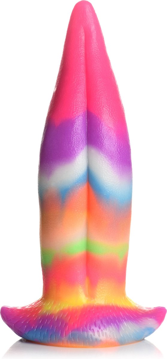 Goedkoopste Unicorn Tongue - Glow in the Dark - Silicone Dildo - Rainbow