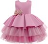 Prinsessenjurk meisje - Het Betere Merk - feestjurk meisje -maat 110/116 (120) - roze - bruidsmeisjes jurken - communie jurk - bruidsmeisjes jurken voor kinderen - cadeau meisje - lange gouden prinsessenhandschoenen