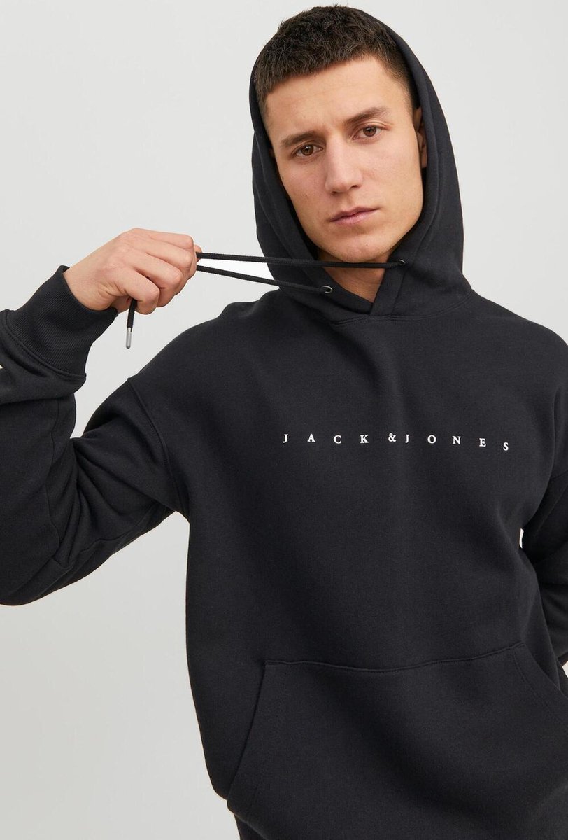 JACK & JONES Star jj sweat hood regular fit - heren hoodie katoenmengsel met capuchon - zwart — afbeelding 19
