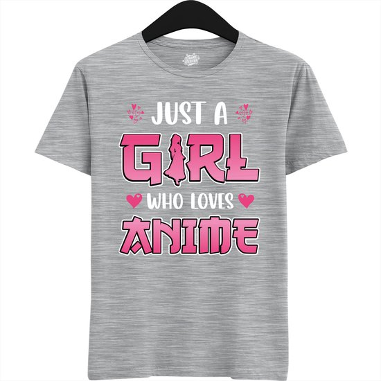 Just a girl who loves anime - Japans cadeau - Unisex t-shirt - grappig anime / manga hobby en verjaardag kado shirt - T-Shirt - Unisex - Heather Grey - Maat 4XL