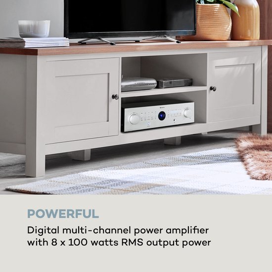 Auna Versterker, HiFi stereo mini-versterker, HiFi-versterker met bas- & treble-regelaar, 4-kanaals audioversterker, Stereo-versterker met afstandsbediening & AUX-ingang, AV-receiver — afbeelding 2