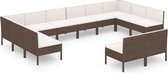 vidaXL - 12-delige - Loungeset - met - kussens - poly - rattan - bruin