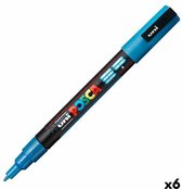 Posca Stiften PC-3M Fine Tip - verfstiften - Glitter lichtblauw - 6 stuks