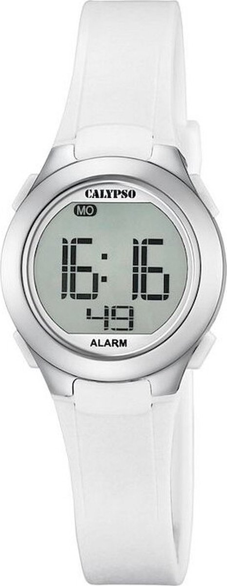 Calypso K5677-1 digitaal horloge 28 mm 100 meter wit- zilverkleur