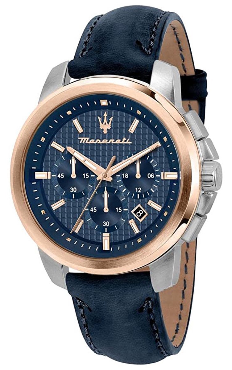 Maserati Successo Horloge - Maserati heren horloge - Blauw - diameter 44 mm - roestvrij staal
