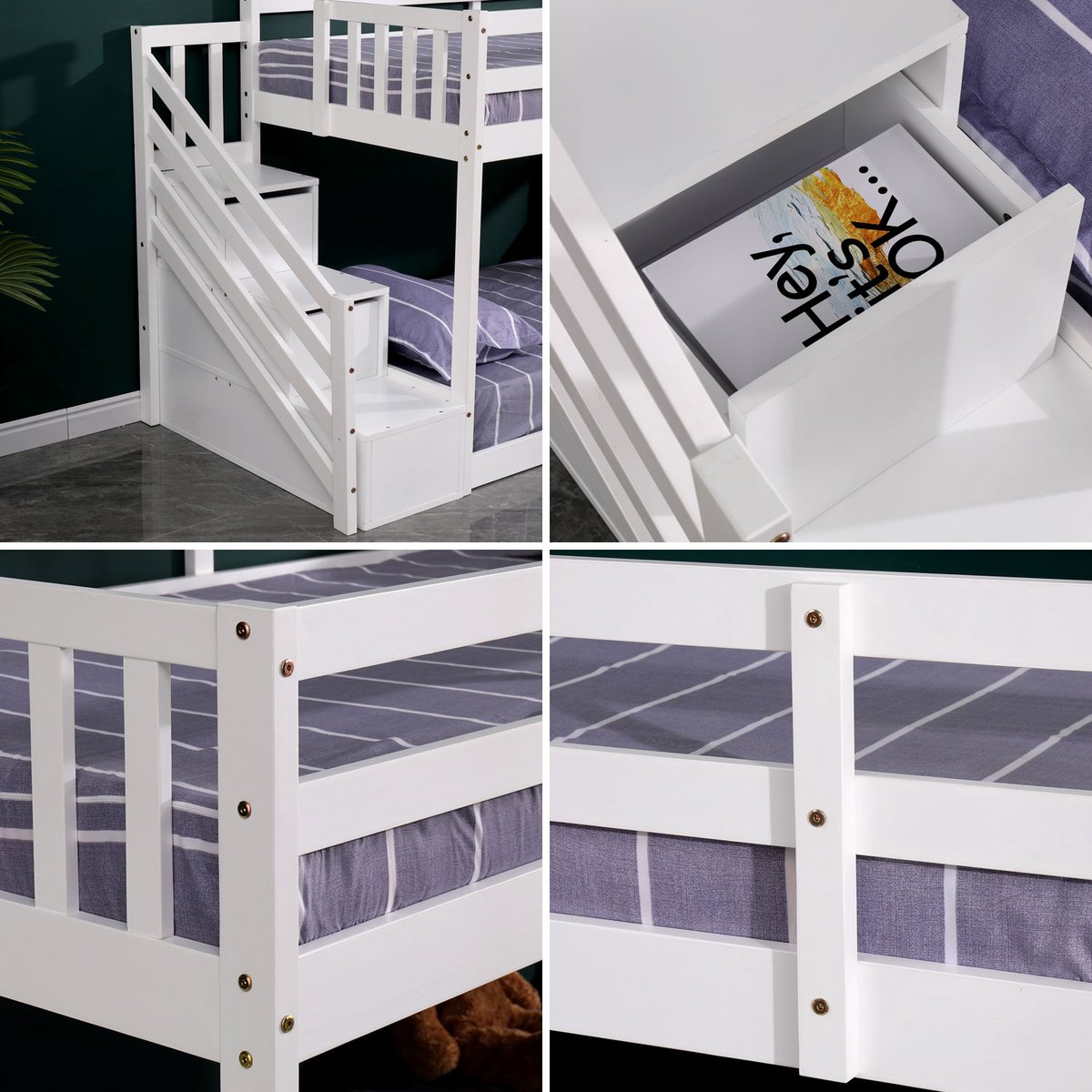 Kinderstapelbed 190x90cm wit CELESTINE