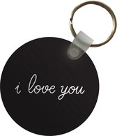 Porte-clés - Citation ''je t'aime'' fond noir - Plastique - Rond - Cadeau Saint Valentin