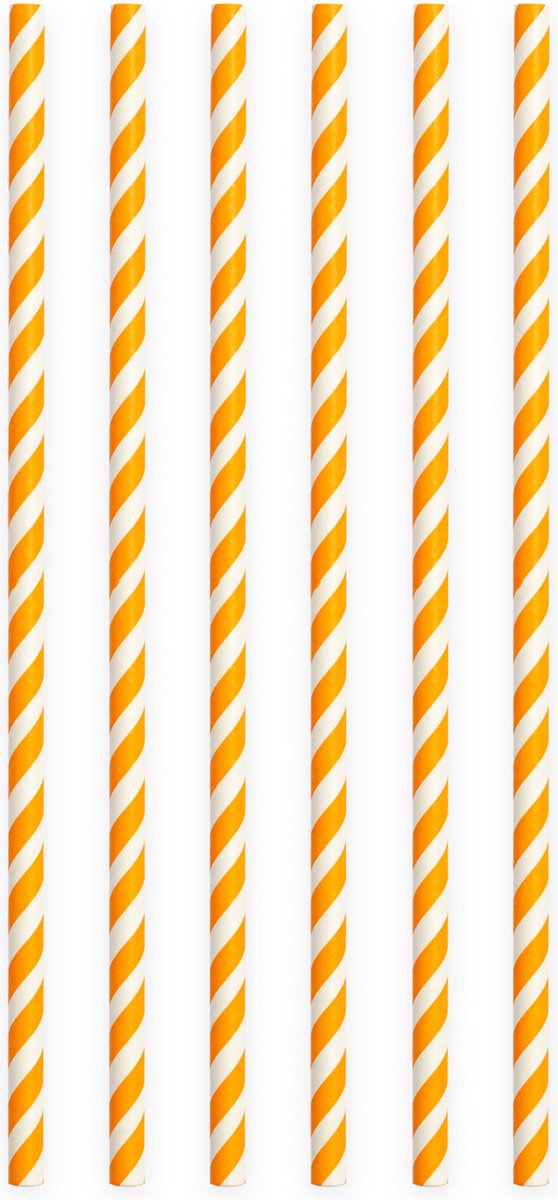 20 Papieren rietjes Oranje - 6mm x 197mm