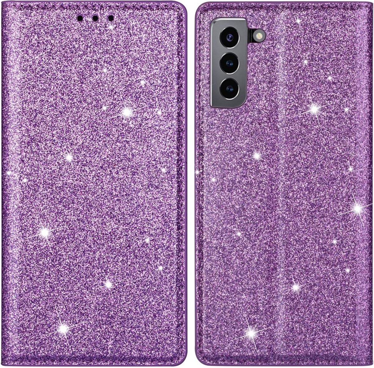 Coverup Glitter Book Case - Geschikt voor Samsung Galaxy S22 Hoesje - Paars