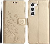 Coverup Bloemen & Vlinders Book Case - Geschikt voor Samsung Galaxy S23 Plus Hoesje - Goud