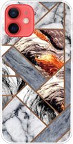 Coverup Marble Design TPU Back Cover - Geschikt voor iPhone 13 Hoesje - Grijs / Brons