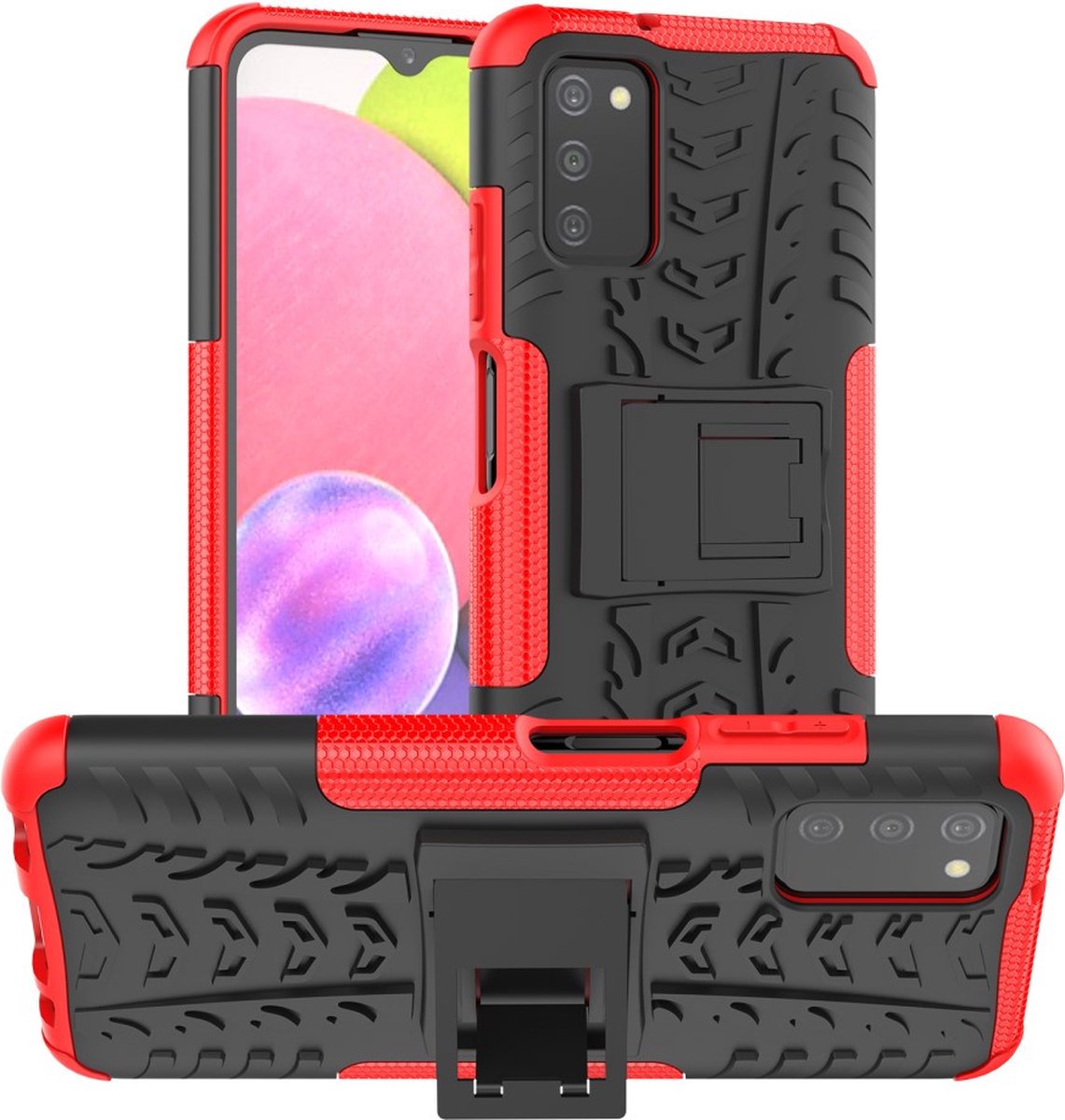 Coverup Hoesje - Geschikt voor Samsung Galaxy A03S Hoesje - Coverup Rugged Kickstand Back Cover - Rood