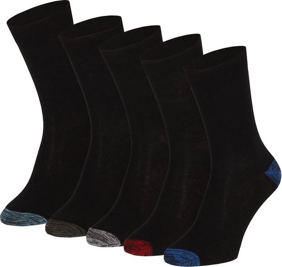 Apollo - Katoenen herensokken casual - Multi Zwart - 39/42 - 10-Pak - Heren sokken voordeelpak - Zwarte sokken - Sokken Heren