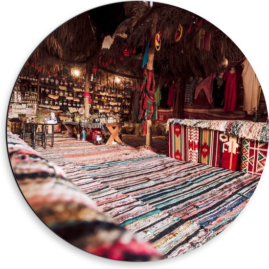 Dibond Muurcirkel - Traditionele Markt in Egypte - 50x50 cm Foto op Aluminium Muurcirkel (met ophangsysteem)