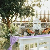 Tafelloper violet 300 x 70 cm, tafelloper chiffon, bruiloft tafeldecoratie loper tafelband voor verjaardagen, communie, afwasbaar