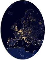 Dibond Ovaal - Kaart van Europa - 72x96 cm Foto op Ovaal (Met Ophangsysteem)